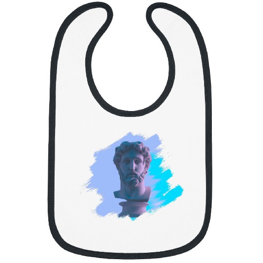 Greek God Statue Synthwave Art Vaporwave Bibs
