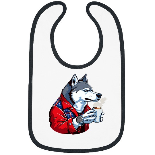 Husky Coffee Funny Dog Beverage Bibs