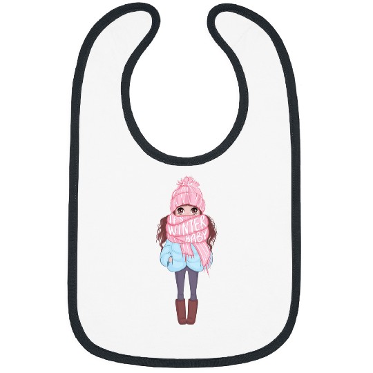Cute Young Kawaii Anime Manga Lady In Winter Clothes 3 Bibs