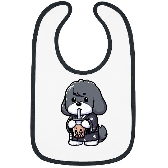 Lhasa Apso Bubble Tea Funny Dog Boba Bibs