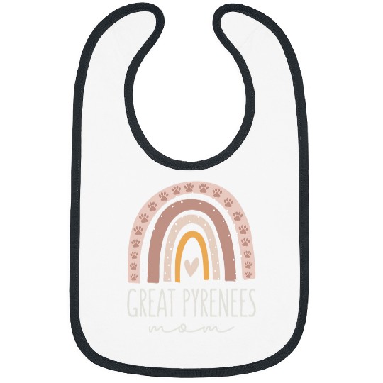 Great Pyrenees Mom Cute Rainbow Paw Dog Mom Bibs