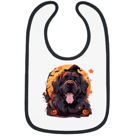 Hilarious Newfoundland Dog Halloween Pumpkin Fun Bibs