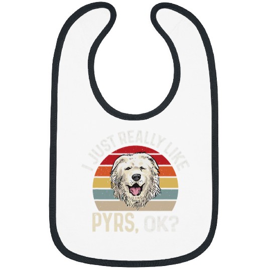 Great Pyrenees Dog Retro vintages I Just Really Like Pyrs Bibs