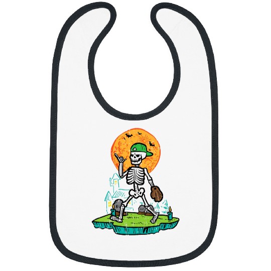 Halloween Baseball Catcher Skeletons Costume Men Boys Kids Bibs