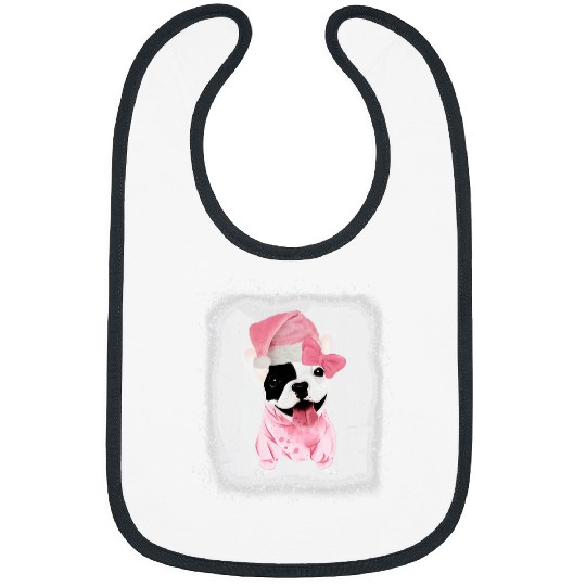 Christmas Santa French Bulldog Dog Dad Mom Girl Bleached Bibs