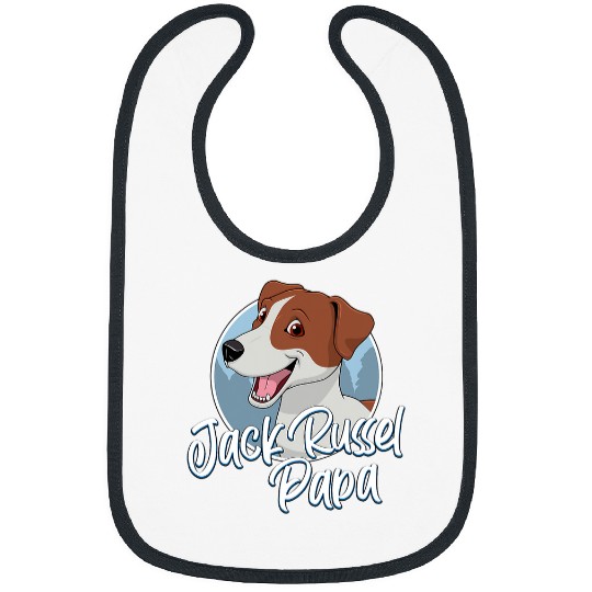 Dog Jack Russell Papa with Comic Drawing Men Bibs