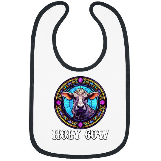 Cow Lover Fashion Funny Artisan Cow Stained Glass Design Bibs