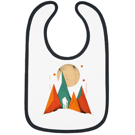 Hiking Geometric Mountain Climbing Mountaineer vintages Hiker 1 Bibs