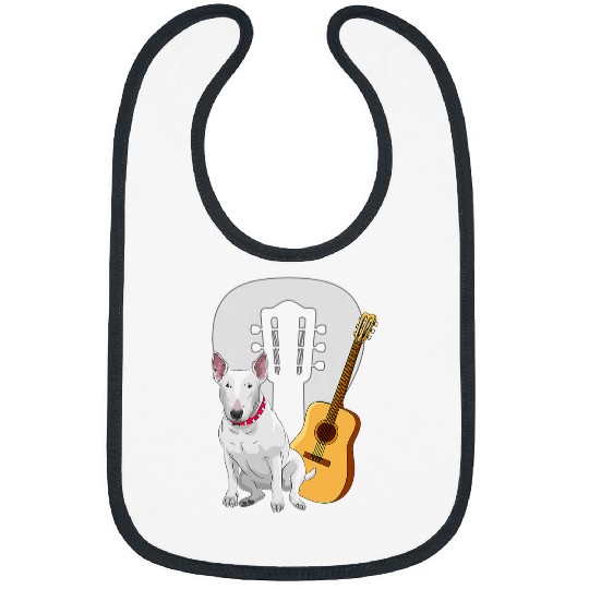 Bull Terrier With Acustic Guitar Cool Guitarist Dog Owner Bibs