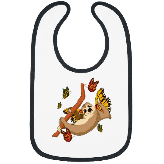 Sloth Lover Fantasy Butterfly Insect Zoo Animal Cute Sloth Bibs