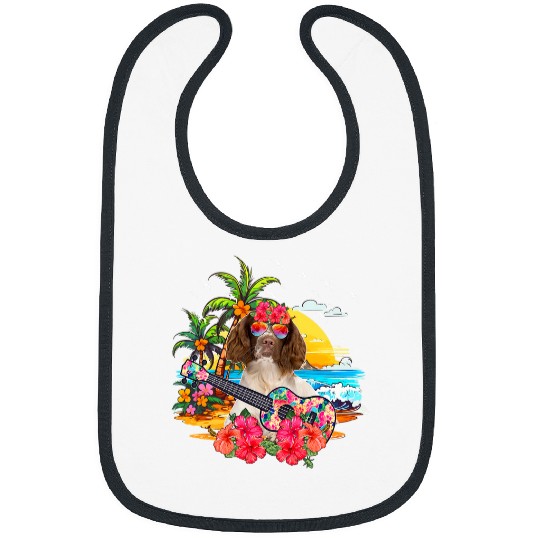 Floral English Springer Spaniel Sunglasses Playing Guitar Bibs