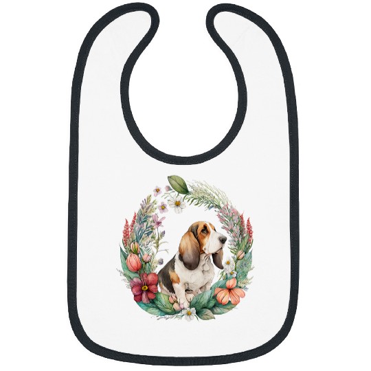 Cute Flower summer Floral Basset Hound Bibs