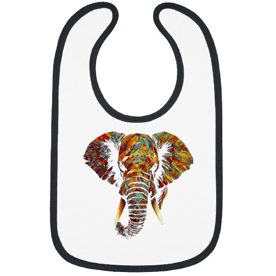 Elephant Animal Colourful Animal Lover Art Elephant Bibs