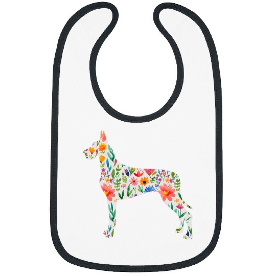 Great Dane watercolor flowers design Bibs