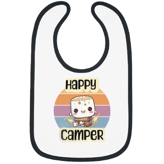 Happy Marshmallow Camper Cute Kids Girls Camp Camping Smores Bibs