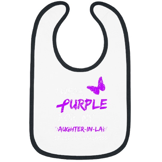 Epilepsy I Wear Purple For My DaughterInLaw Ribbon 2 Bibs
