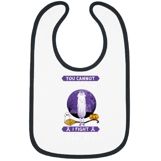 Epilepsy Fighter Purple Awareness ghosts Halloween Holiday Bibs