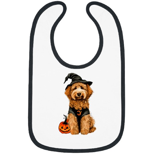 Halloween Goldendoodle dressed as a witch Bibs
