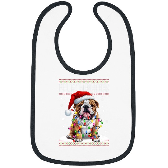 Bulldog puppy Feliz Navidog Feliz Navidad Christmas Bibs