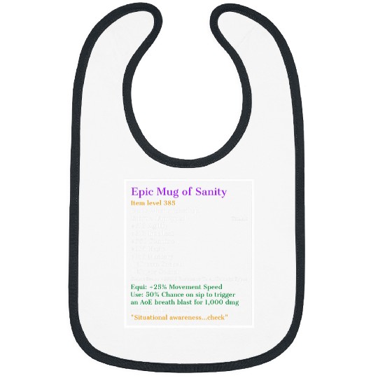 Epic of Sanity Wow Video Game Gift for Gamers Bibs