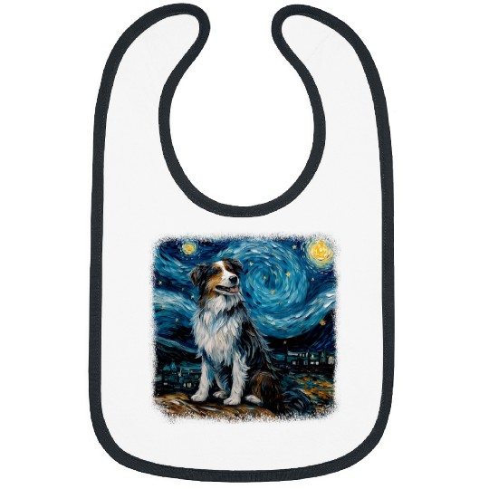 Dog in starry night van gogh Australian Shepherd 1 Bibs
