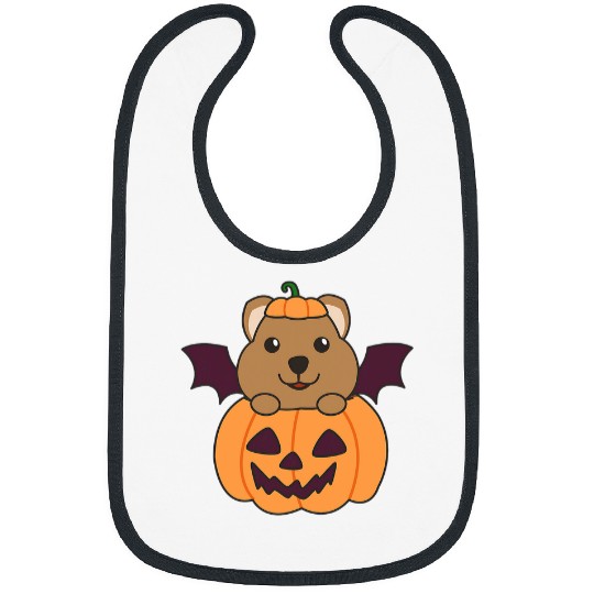 quokkas Halloween Pumpkin Bat Quokkas Halloween Bibs