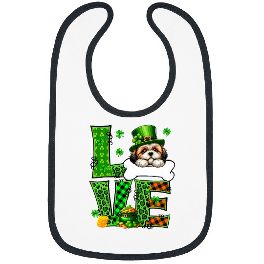 LOVE Leopard Shamrocks Shih Tzu St  Patricks Day Hat Bibs