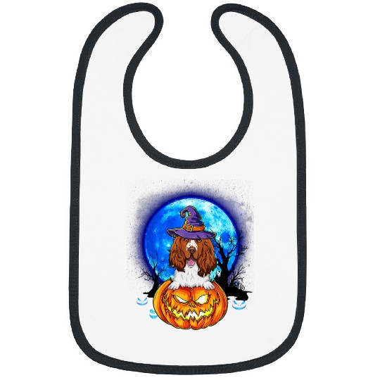 English Setter Witch Pumpkin Halloween Dog Lover Funny 158 Bibs