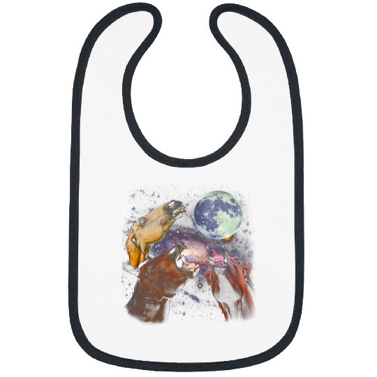 Three Horses Howling At The Moon Classic Horse Starry Night Bibs
