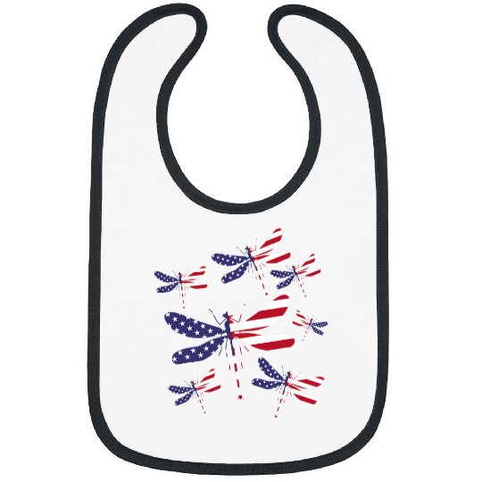 Patriotic Usa 4th Of July   Flag Dragonfly Lover Bibs