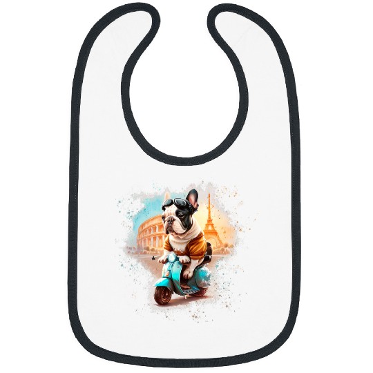 French Bulldog Traveller Love Ride Across Continents Bibs