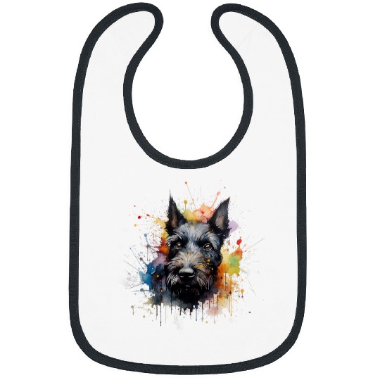 Colorful Scottish Terrier watercolor art Bibs