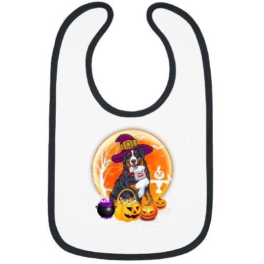 Halloween Australian Shepherd Dog Moon With Pumpkin Funny 629 Bibs