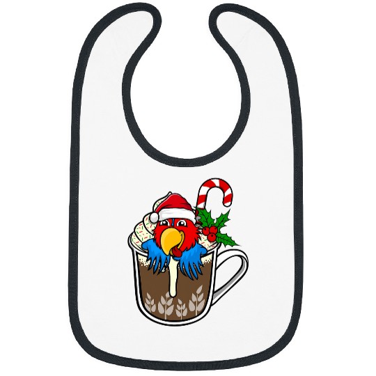 Parrot is sitting in Cocoa Hot Chocolate christmas drink Bibs