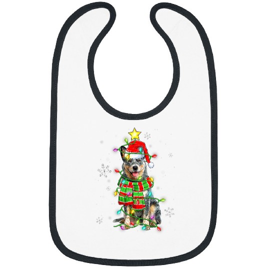 Cute Australian Cattle Dog Santa Christmas Tree Lights Xmas76 Bibs