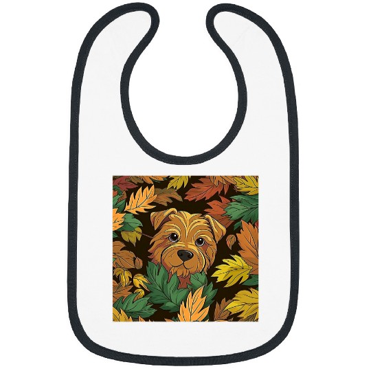 Norfolk Terrier Dog Mom Dad Plant Lover Hiding in Leaves Bibs