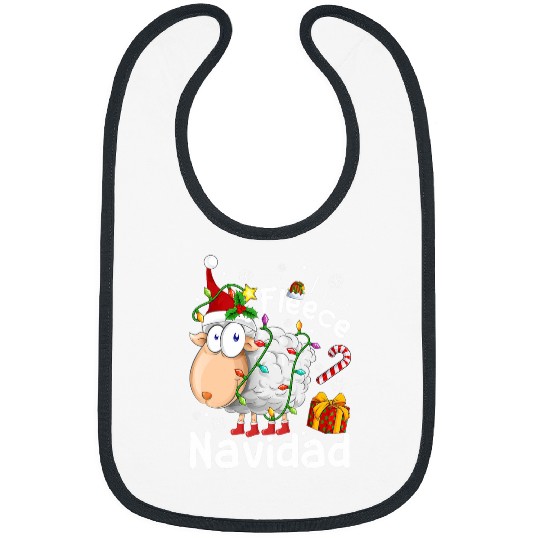 Sheep Lover Fleece Feliz Navidad Funny Christmas Cute Sheep Christmas Bibs
