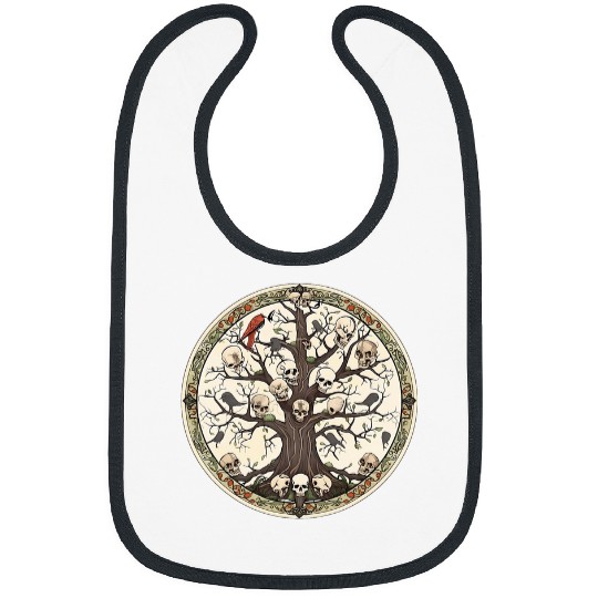 Spooky Tree of Life Haunted Graphic Art Skulls Gothic Tree Bibs