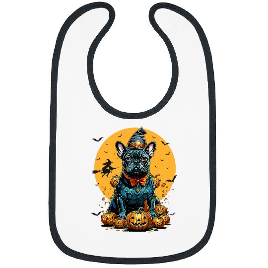 French Bulldog Halloween Costume Cute Frenchie Pumpkin 1 Bibs