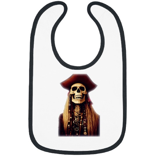 Smug Smiling Hyperdetailed Pirate Skeleton Bibs