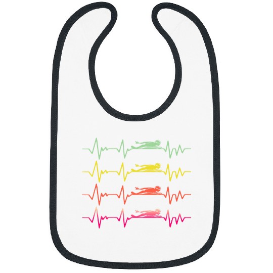 Swimmer Swimming Heartbeat Butterfly Funny Swim Bibs