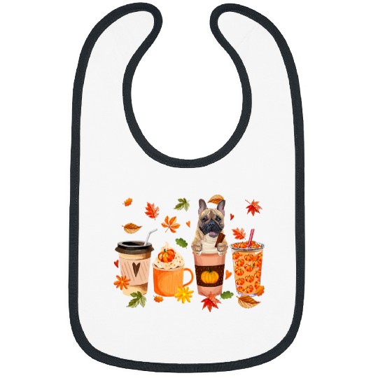 French Bulldog Inside Coffee Cup Thanksgiving Coffees Bibs