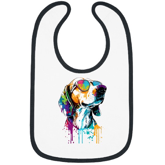 Colorful American Foxhound Wearing Sunglasses Dog Lover Bibs