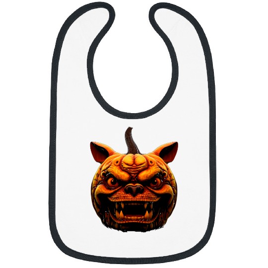 French Bulldog Fusion Eerie Halloween Pumpkin Design Bibs