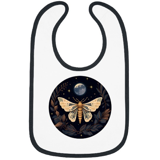 Moth Full Moon Witch Art Bibs
