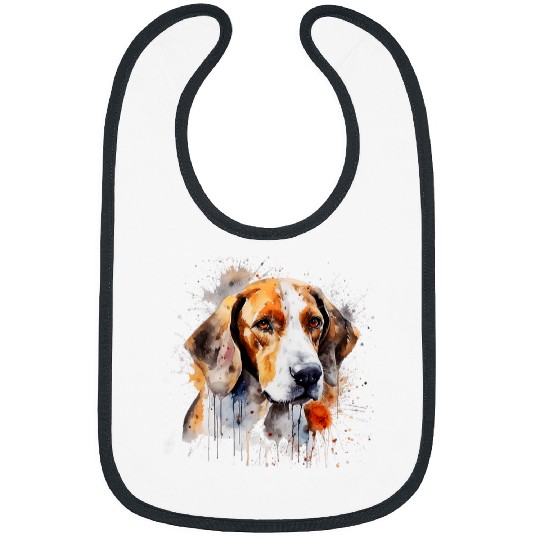 Colorful American Foxhound watercolor art Bibs