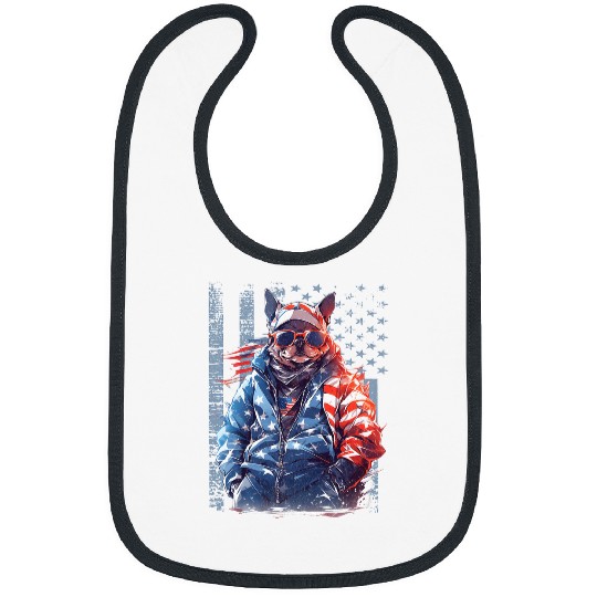 Celebrate Independence Day Stylish USA French Bulldog JULY 4 Bibs