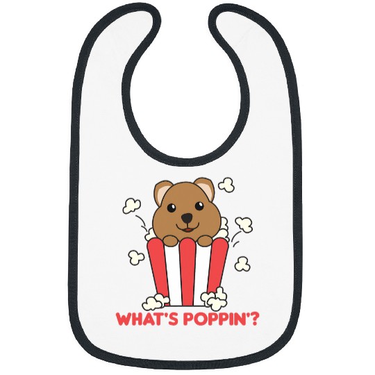 quokkas Popcorn Whats Poppin Funny Quokkas Cinema Evening Bibs