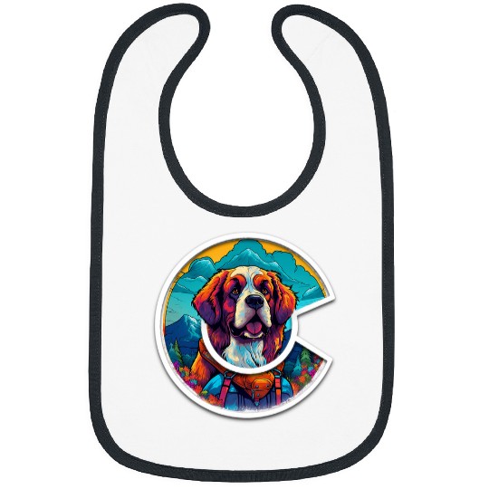 Colorado Saint Bernard Cute Dog in the Mountains Bibs