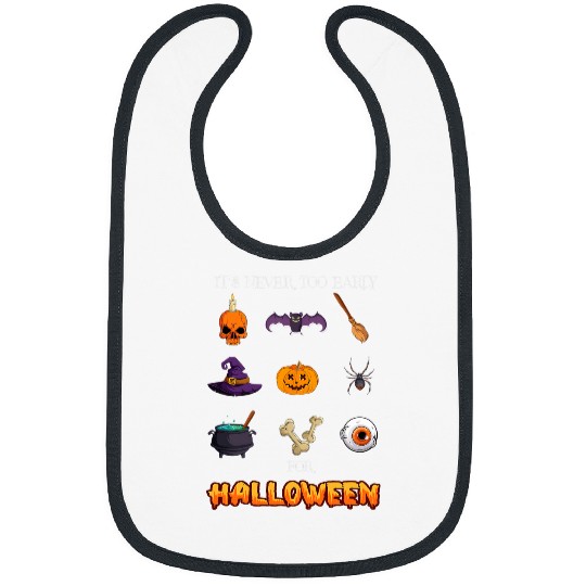Scary Pumpkin Skull Spider Bat Witch Funny Halloween Creepy Bibs